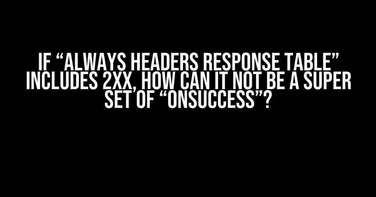 If “always headers response table” includes 2xx, how can it not be a super set of “onsuccess”?